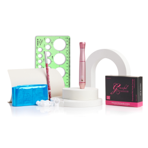 PMU machine, needle cartridges, and pigment cups for areola tattoo starter kit